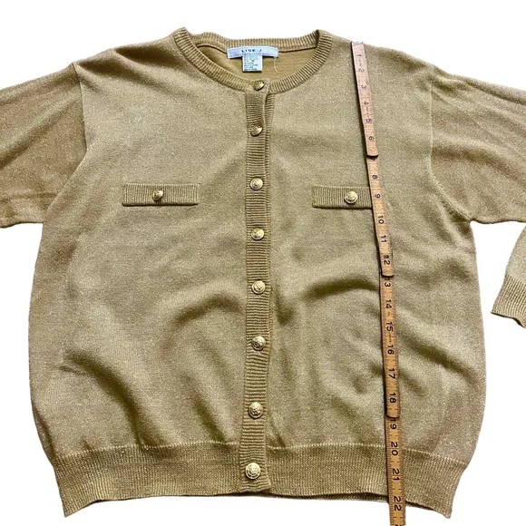 Sold/// 1990’s Vintage Blousy Gold Lurex Cardigan, Size Medium - Picture 5 of 8